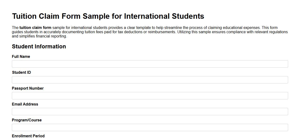 Tuition claim form sample for international students image preview