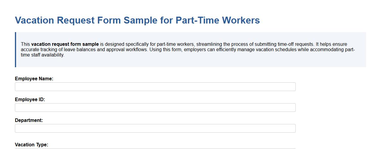 Vacation request form sample for part-time workers image preview