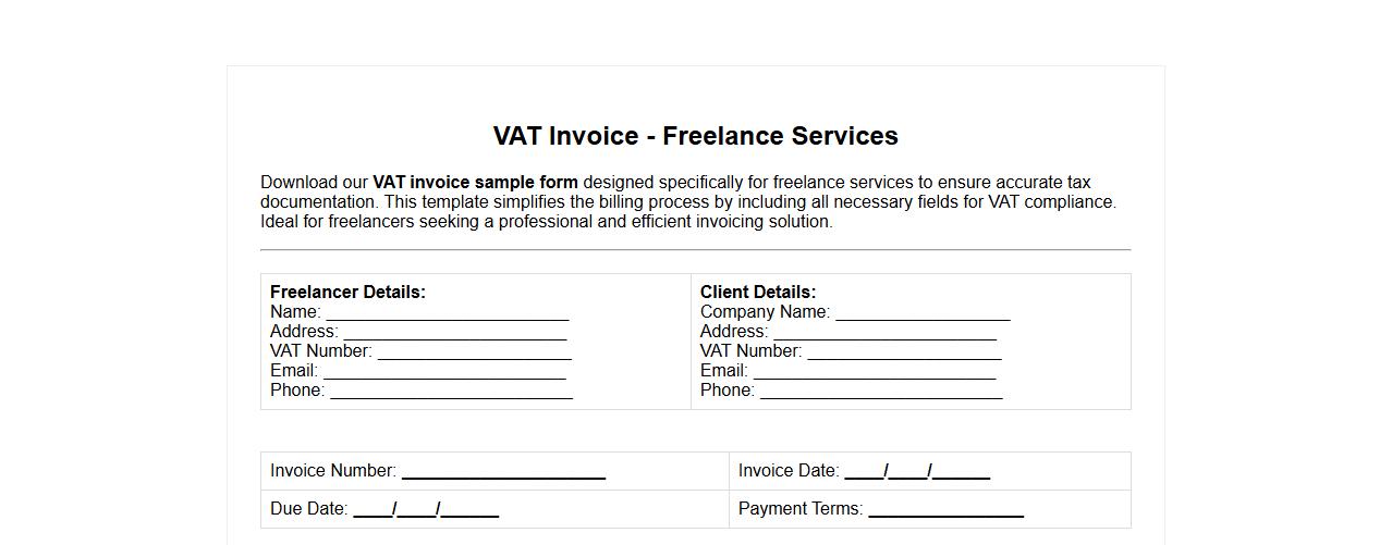 VAT invoice sample form for freelance services image preview