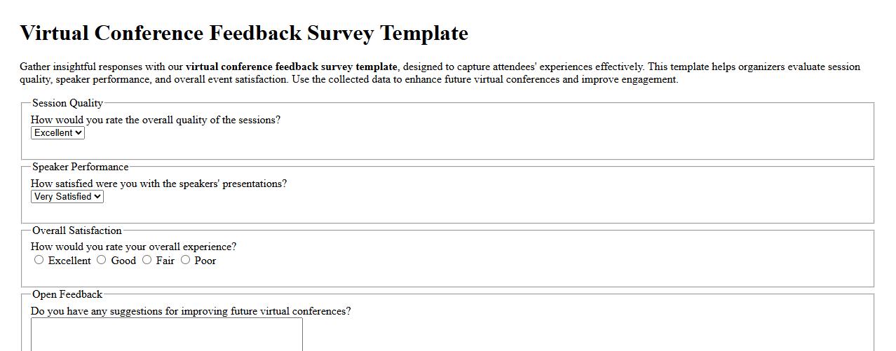 Virtual conference feedback survey template image preview