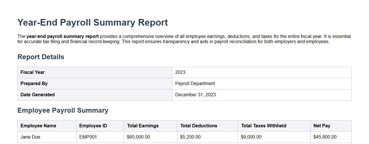year-end payroll summary report for employees image preview