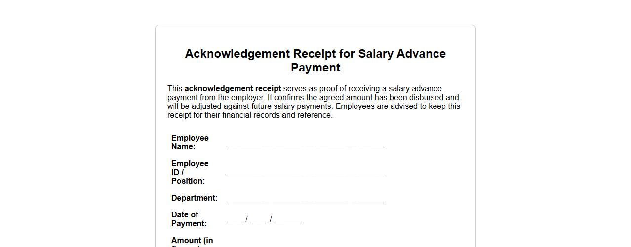 Acknowledgement receipt for salary advance payment image preview