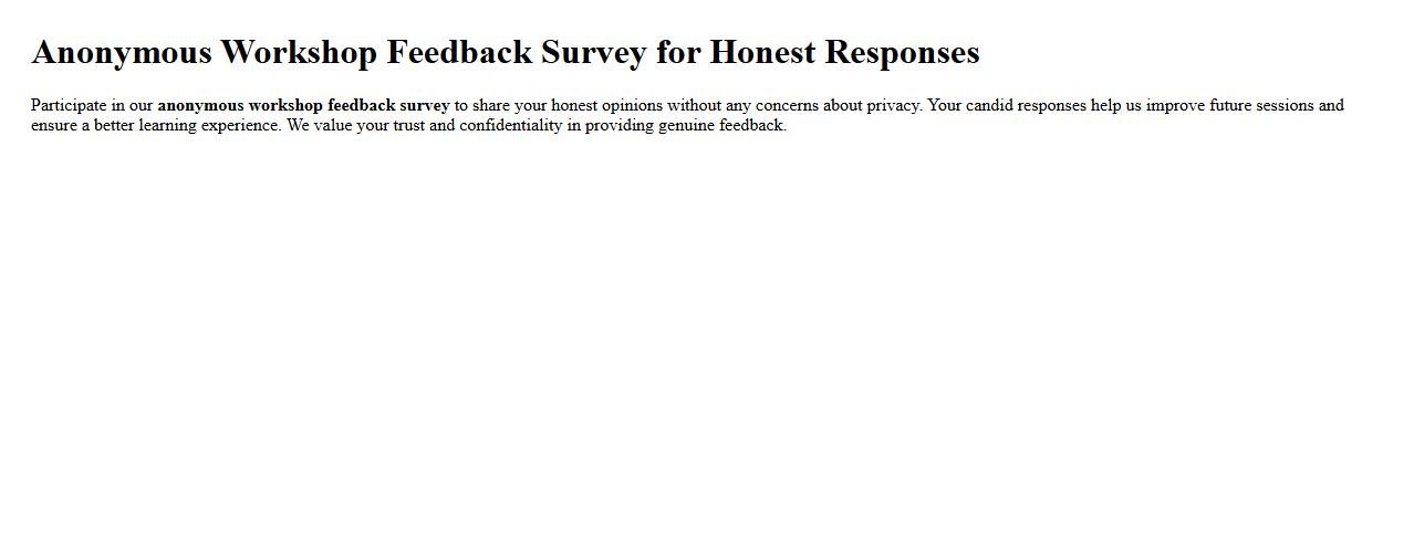 Anonymous workshop feedback survey for honest responses image preview