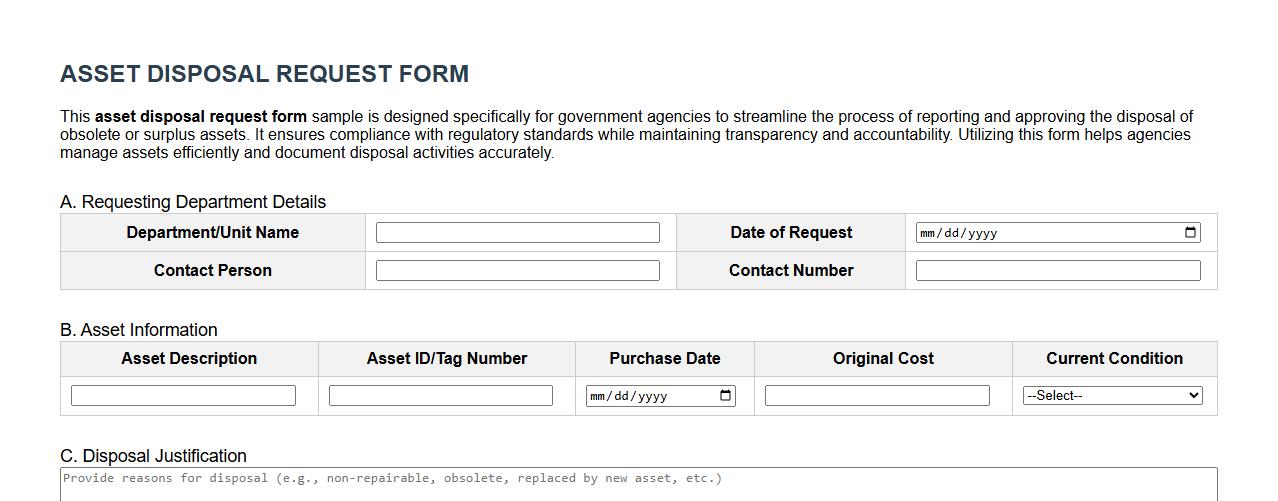 asset disposal request form sample for government agencies image preview