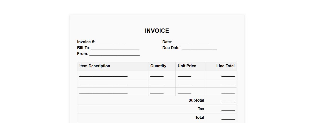 Blank simple invoice form sample for goods image preview