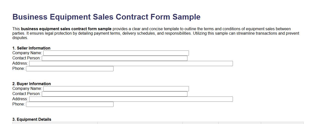 business equipment sales contract form sample image preview