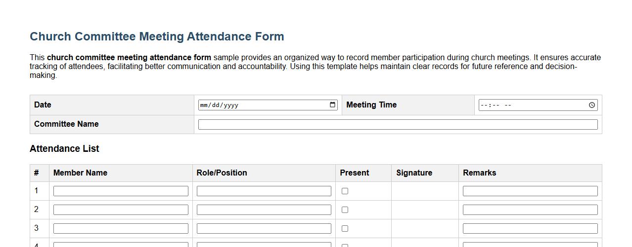 church committee meeting attendance form sample image preview