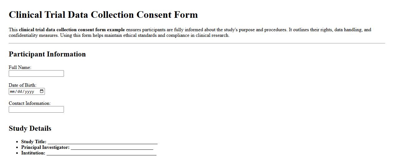 clinical trial data collection consent form example image preview