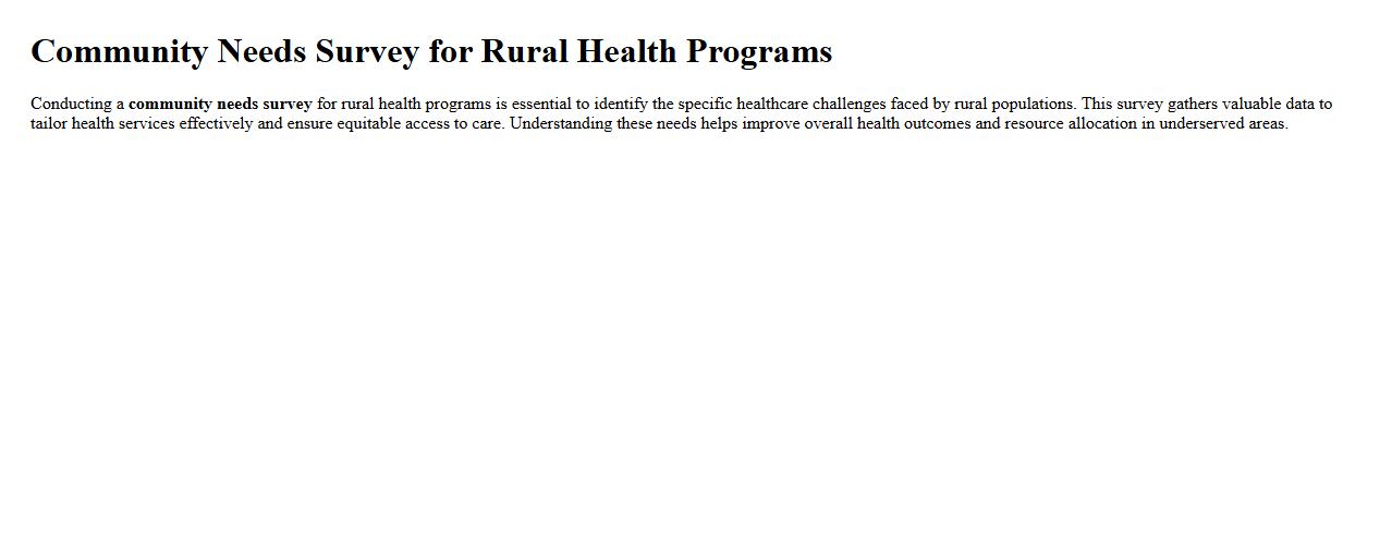 Community needs survey for rural health programs image preview