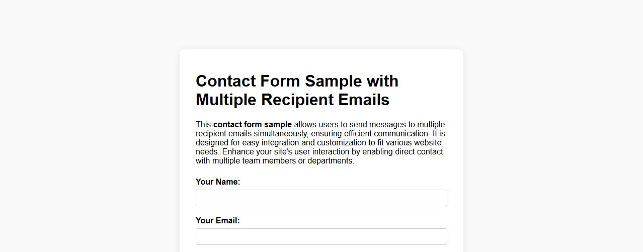 Contact form sample with multiple recipient emails image preview