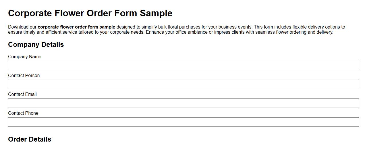 corporate flower order form sample with delivery options image preview