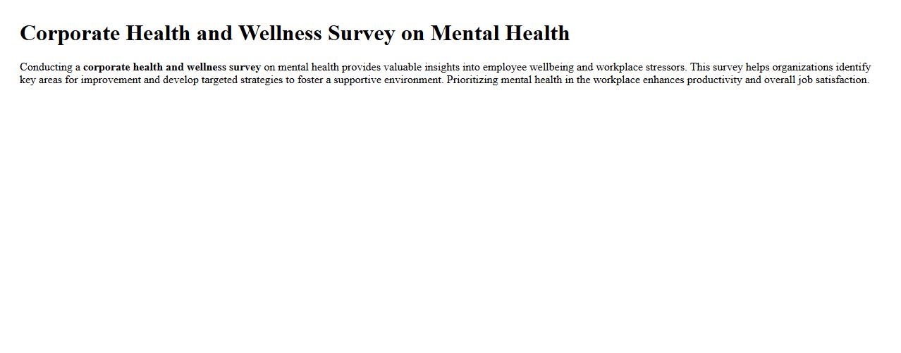 Corporate health and wellness survey on mental health image preview