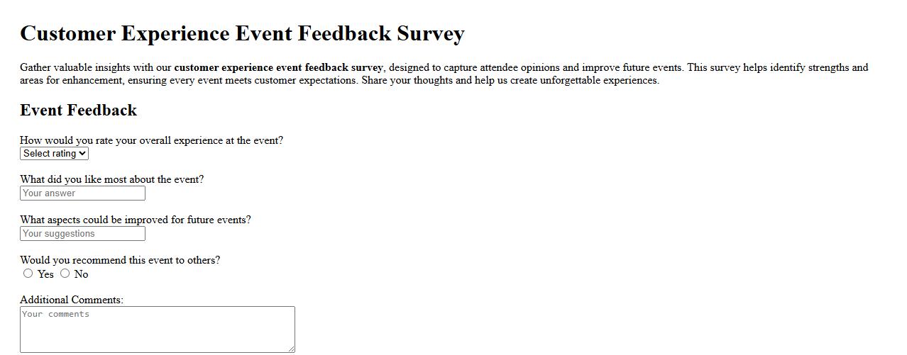 customer experience event feedback survey image preview