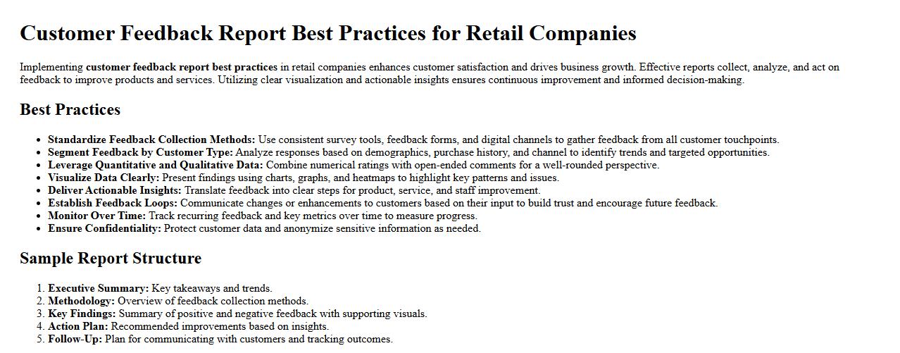Customer feedback report best practices for retail companies image preview