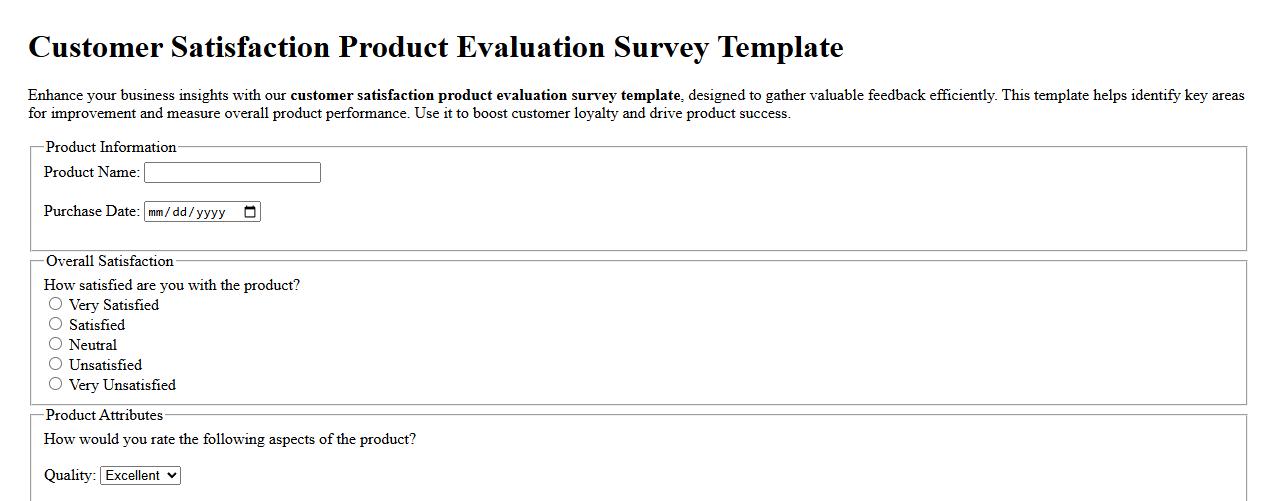 customer satisfaction product evaluation survey template image preview