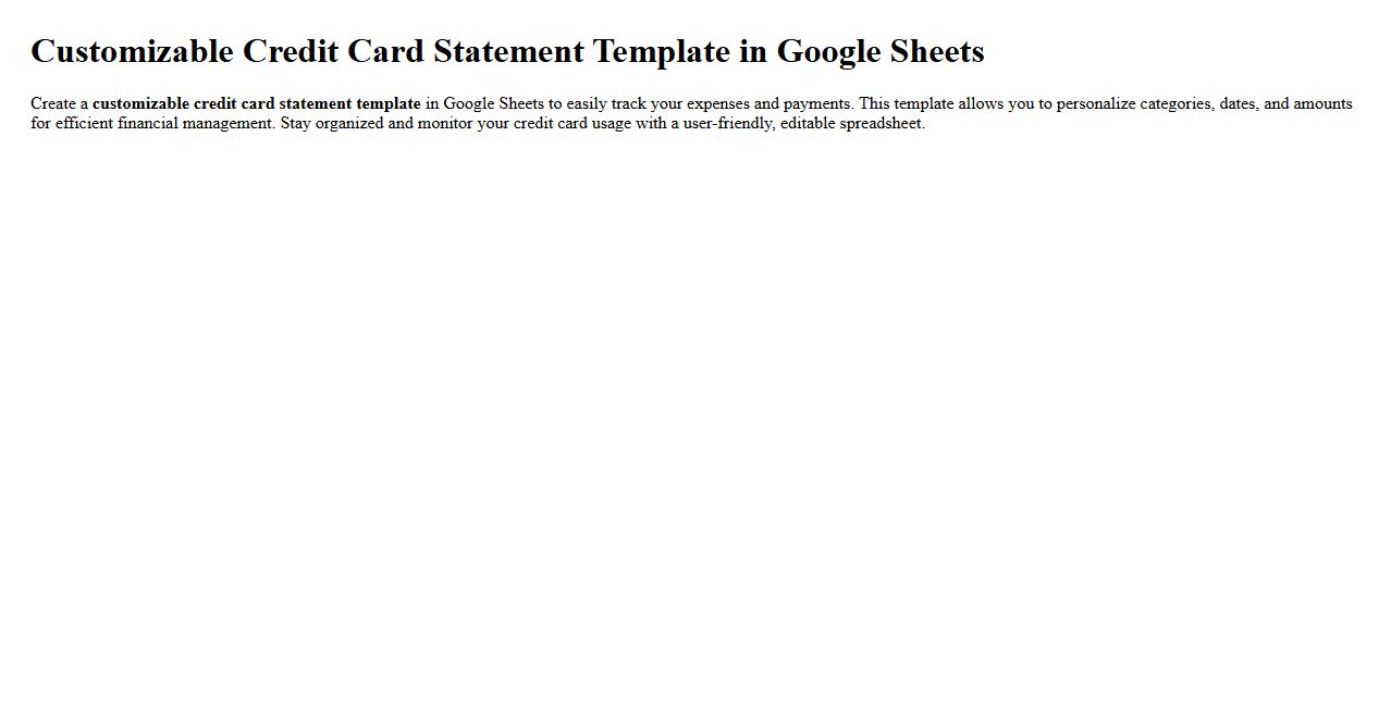 Customizable credit card statement template in Google Sheets image preview