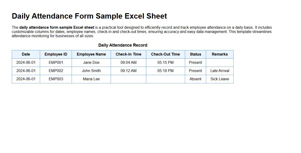 daily attendance form sample excel sheet image preview