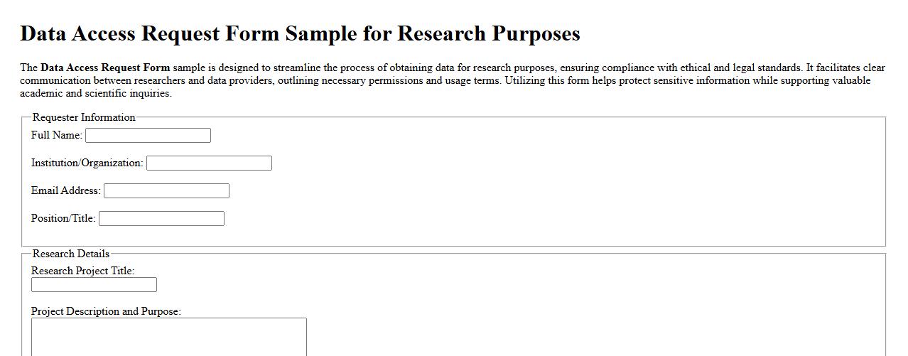 Data Access Request Form Sample for Research Purposes image preview