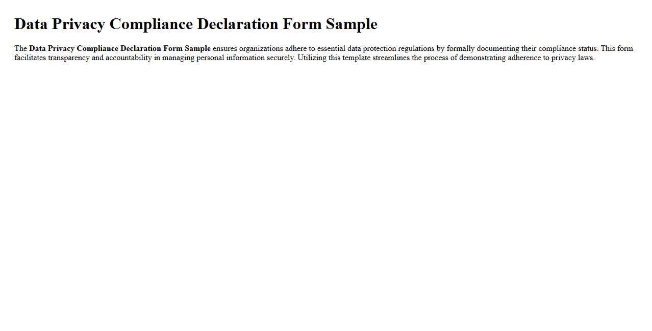 Data Privacy Compliance Declaration Form Sample image preview