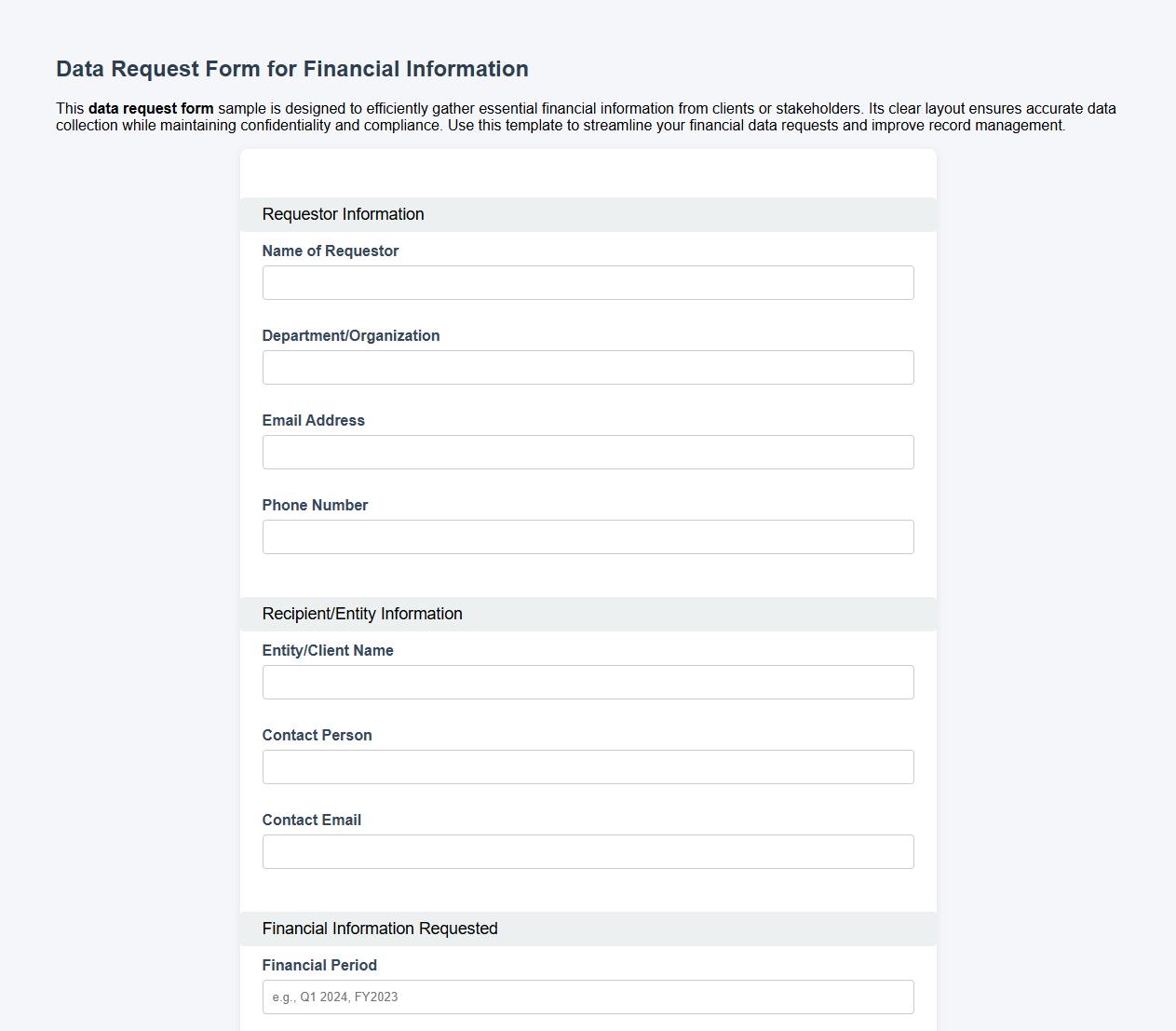 data request form sample for financial information image preview