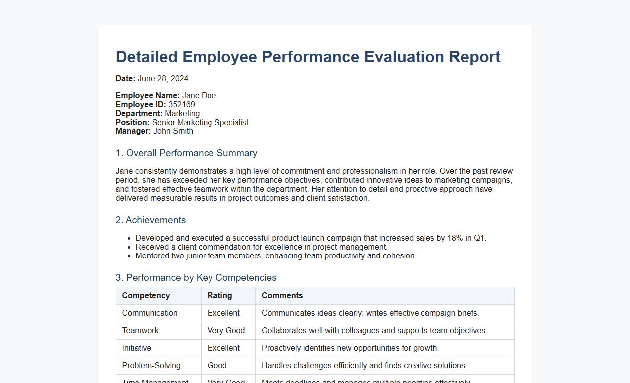 detailed employee performance evaluation report image preview
