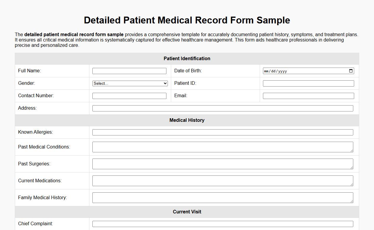 detailed patient medical record form sample image preview