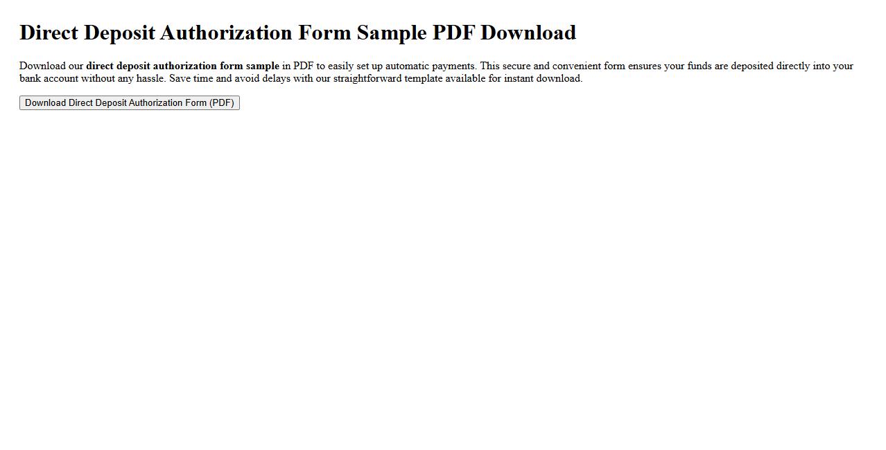direct deposit authorization form sample pdf download image preview