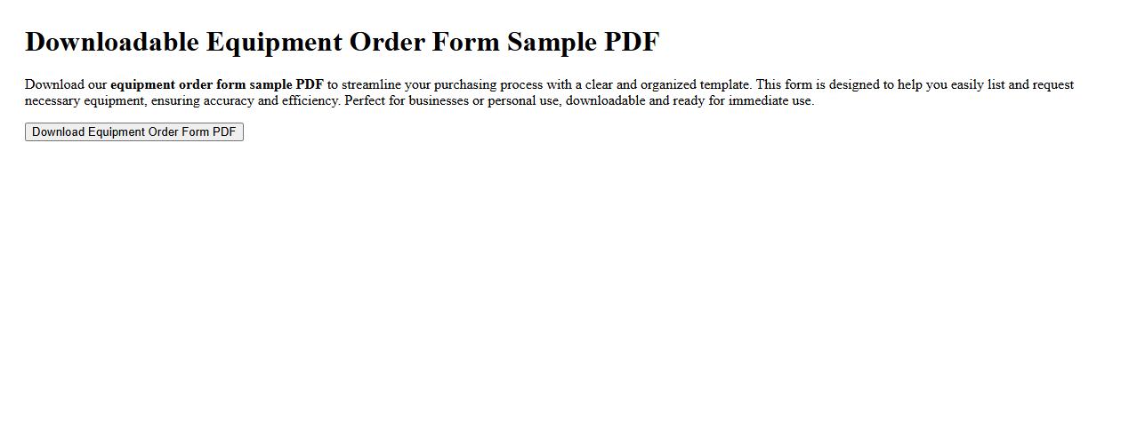 downloadable equipment order form sample PDF image preview