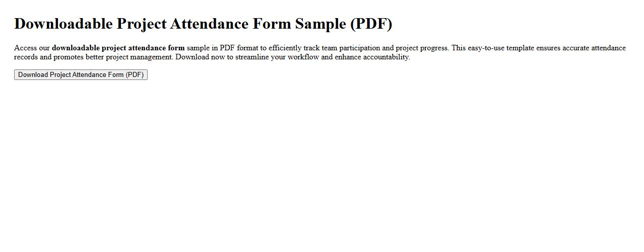 downloadable project attendance form sample PDF image preview