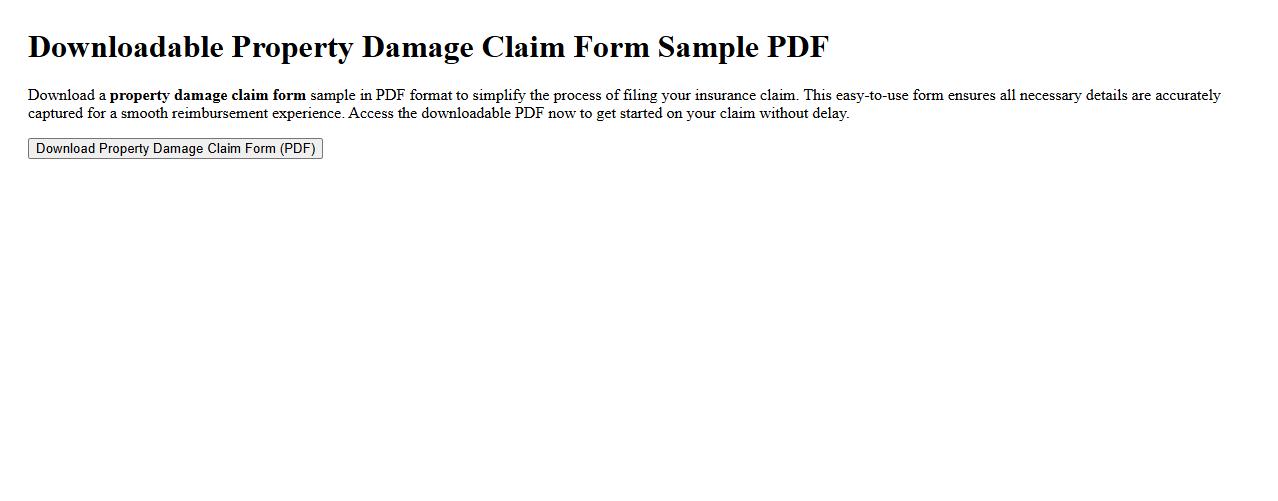 downloadable property damage claim form sample PDF image preview