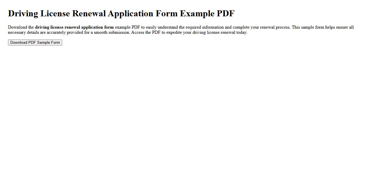 Driving license renewal application form example pdf image preview