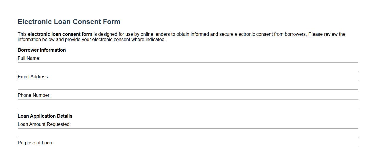 electronic loan consent form sample for online lenders image preview