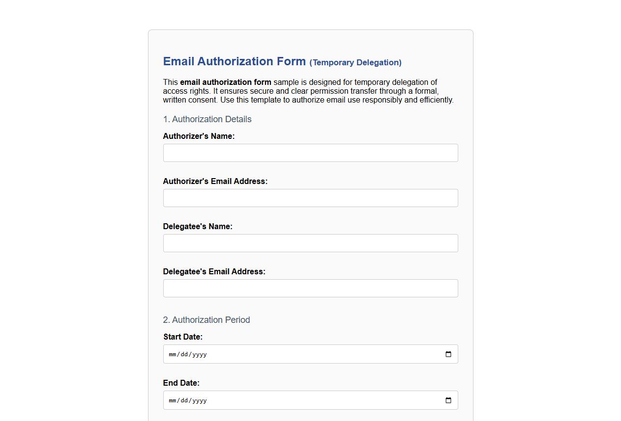 email authorization form sample for temporary delegation image preview