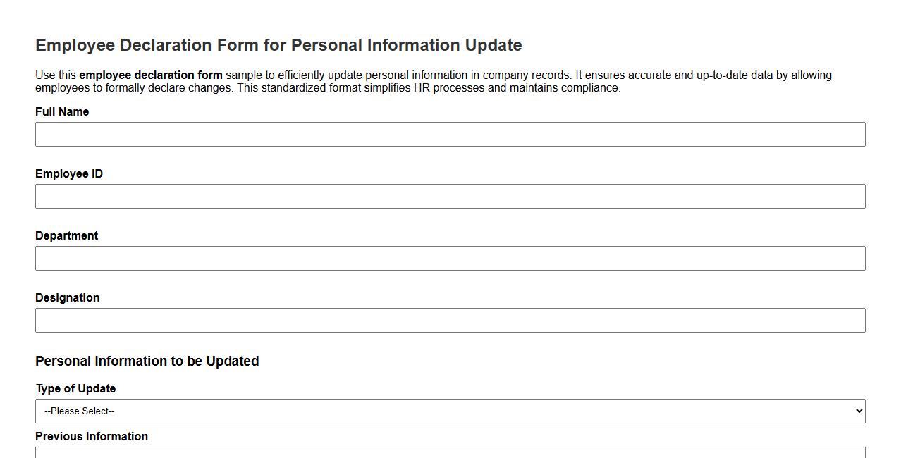 Employee declaration form sample for personal information update image preview