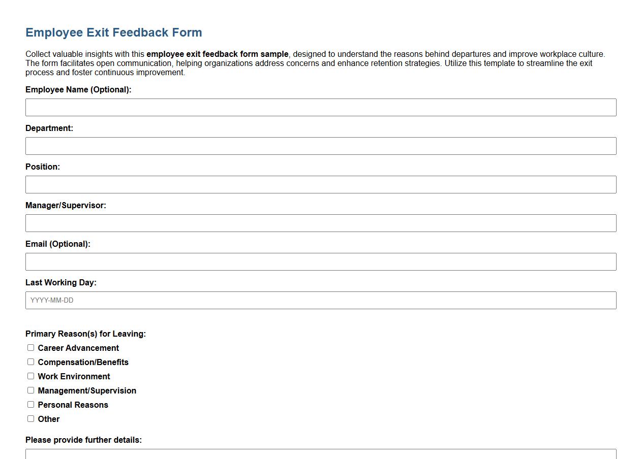 employee exit feedback form sample image preview