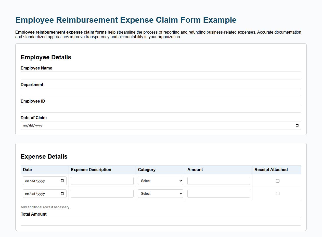 Employee reimbursement expense claim form example image preview