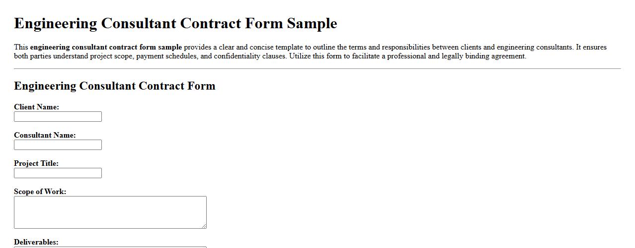 engineering consultant contract form sample image preview