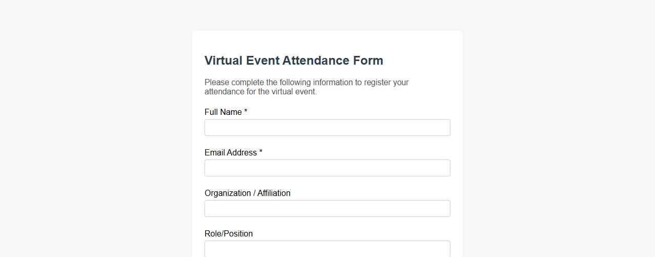 event attendance form sample for virtual events image preview