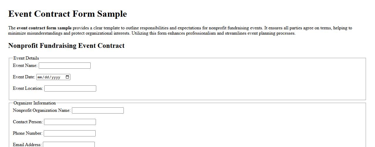 event contract form sample for nonprofit fundraising events image preview