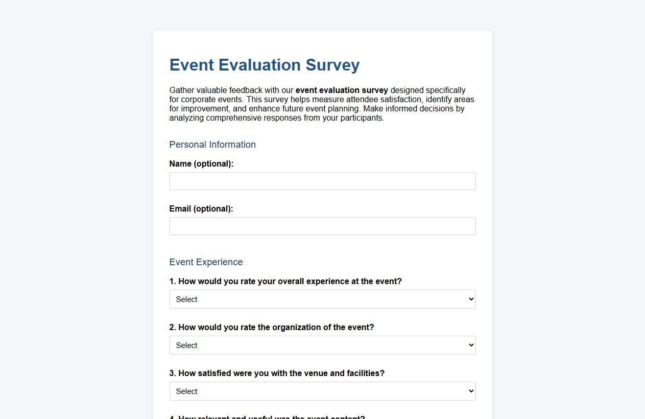 event evaluation survey for corporate events image preview