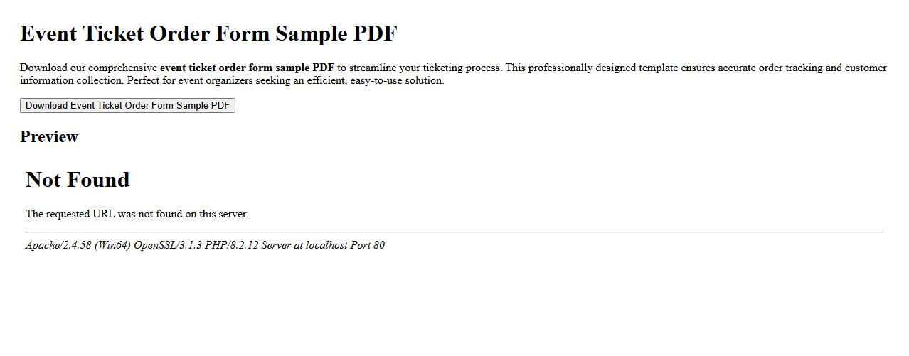 event ticket order form sample pdf image preview