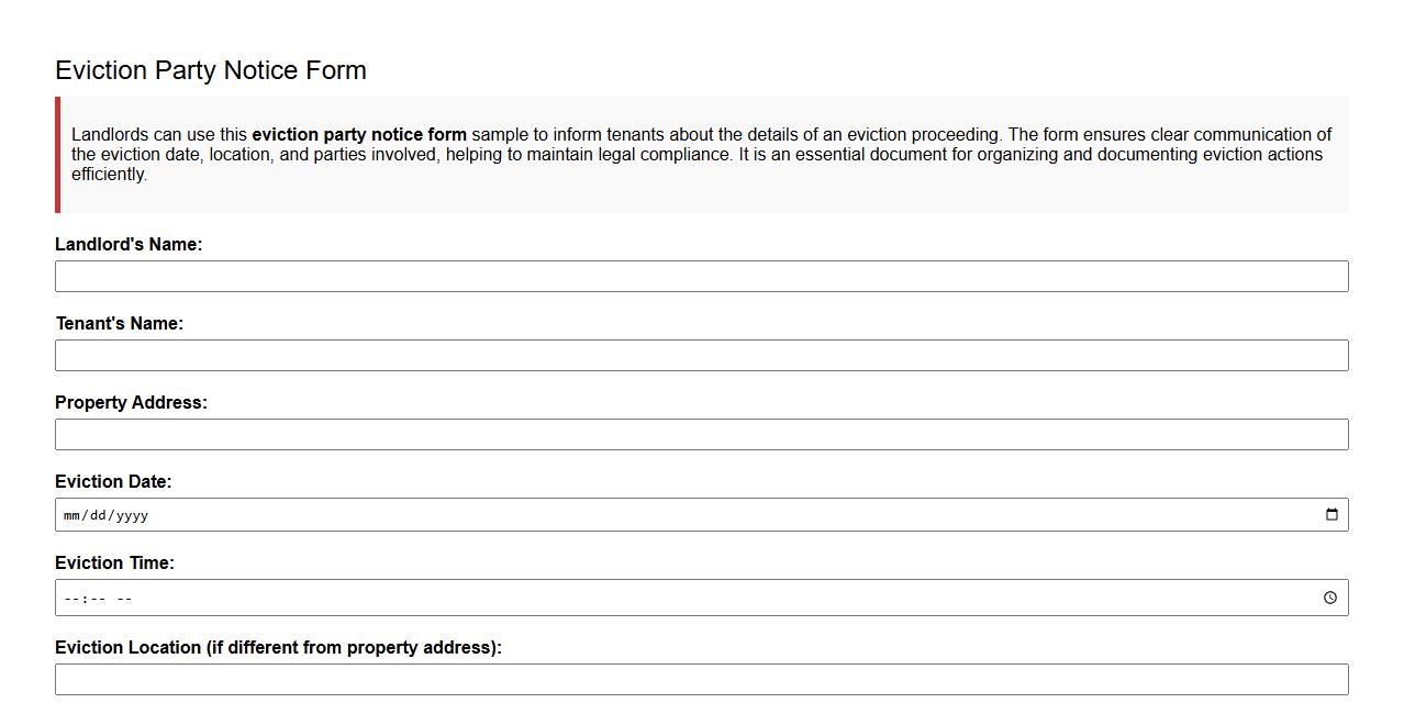 eviction party notice form sample for landlord image preview