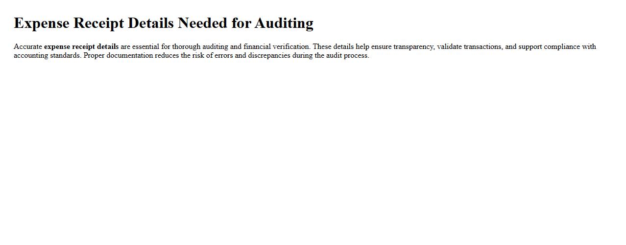 Expense receipt details needed for auditing image preview