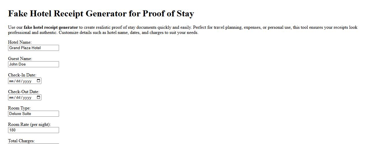 fake hotel receipt generator for proof of stay image preview