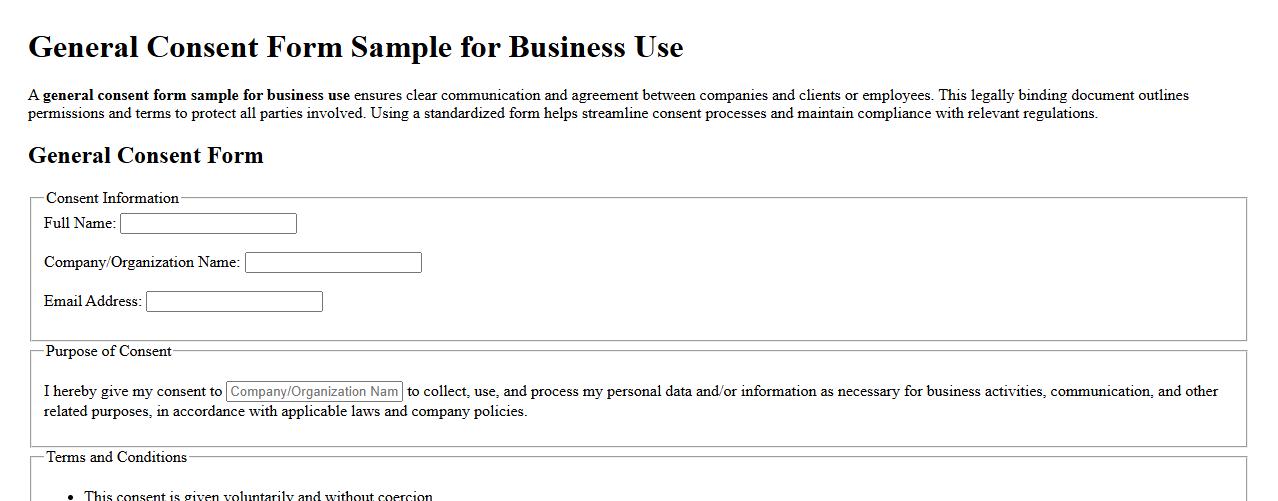 general consent form sample for business use image preview