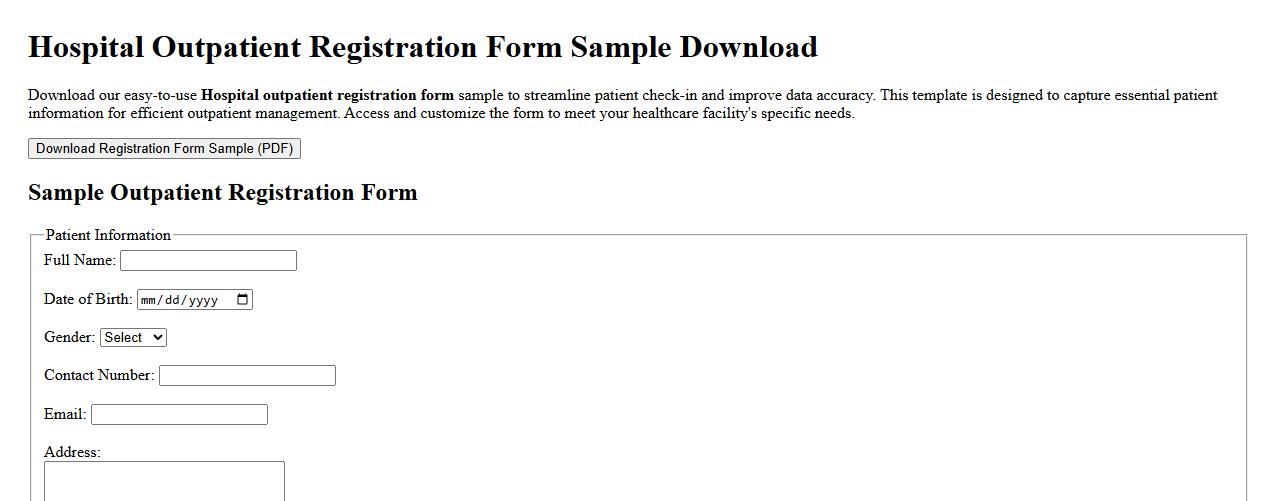 Hospital outpatient registration form sample download image preview