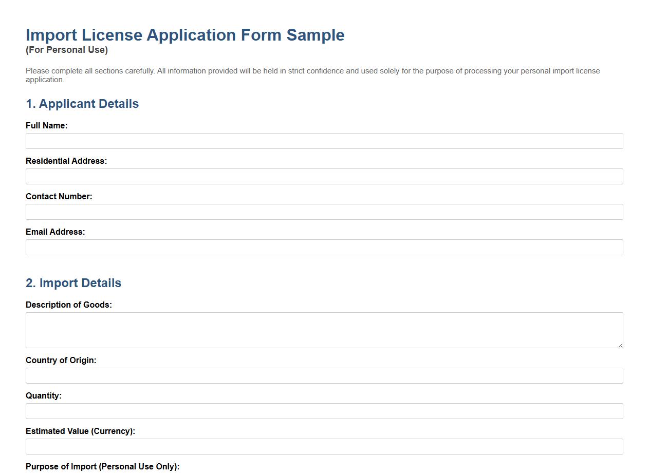 import license application form sample for personal use image preview