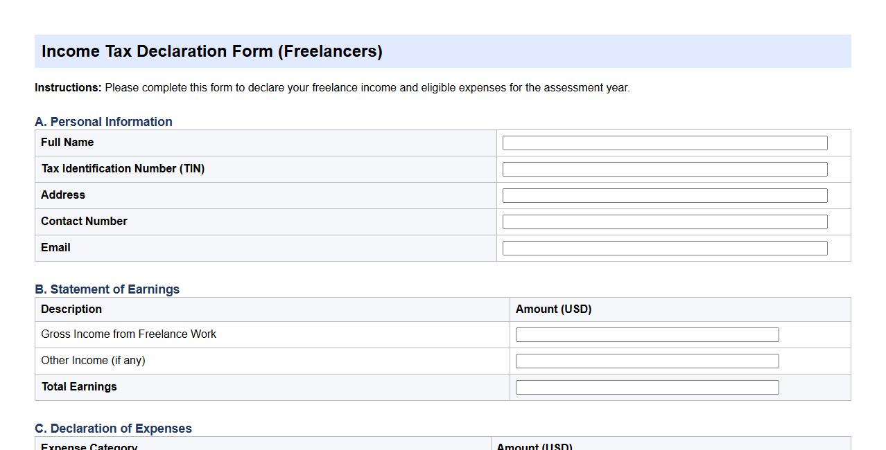 income tax declaration form sample for freelancers image preview