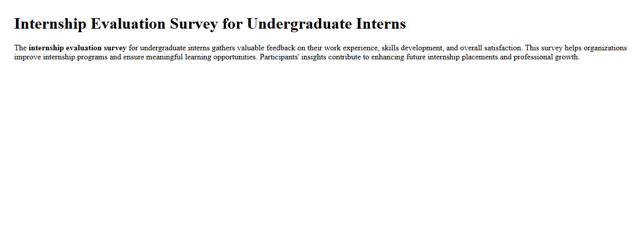 Internship evaluation survey for undergraduate interns image preview