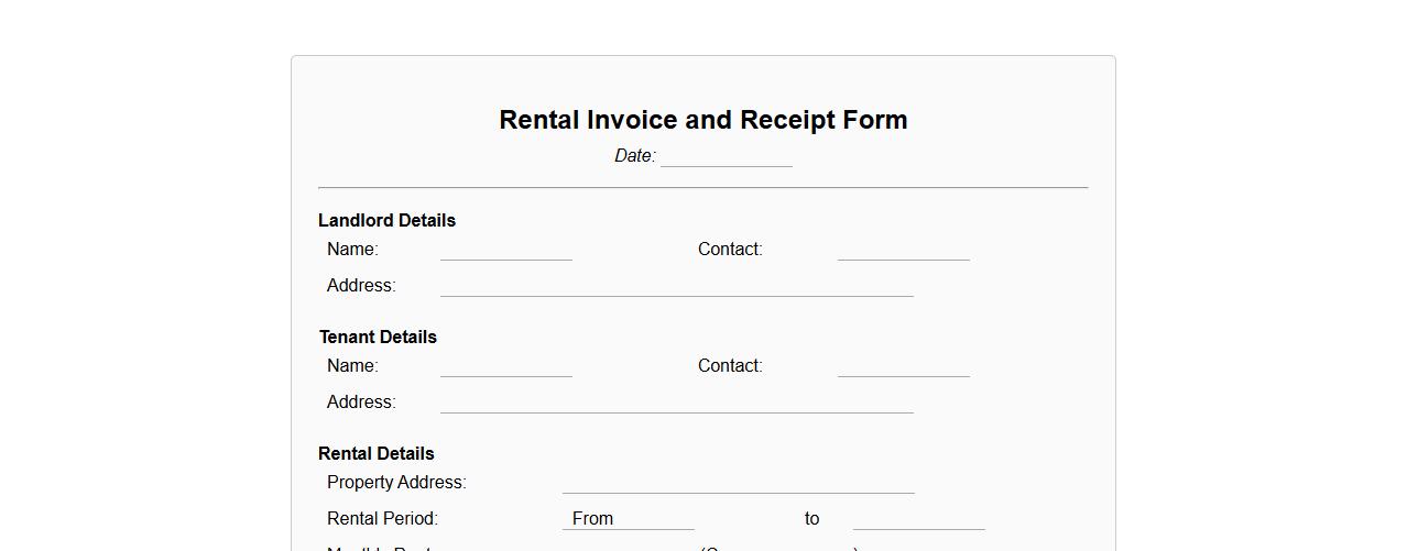 invoice and receipt form sample for rental transactions image preview